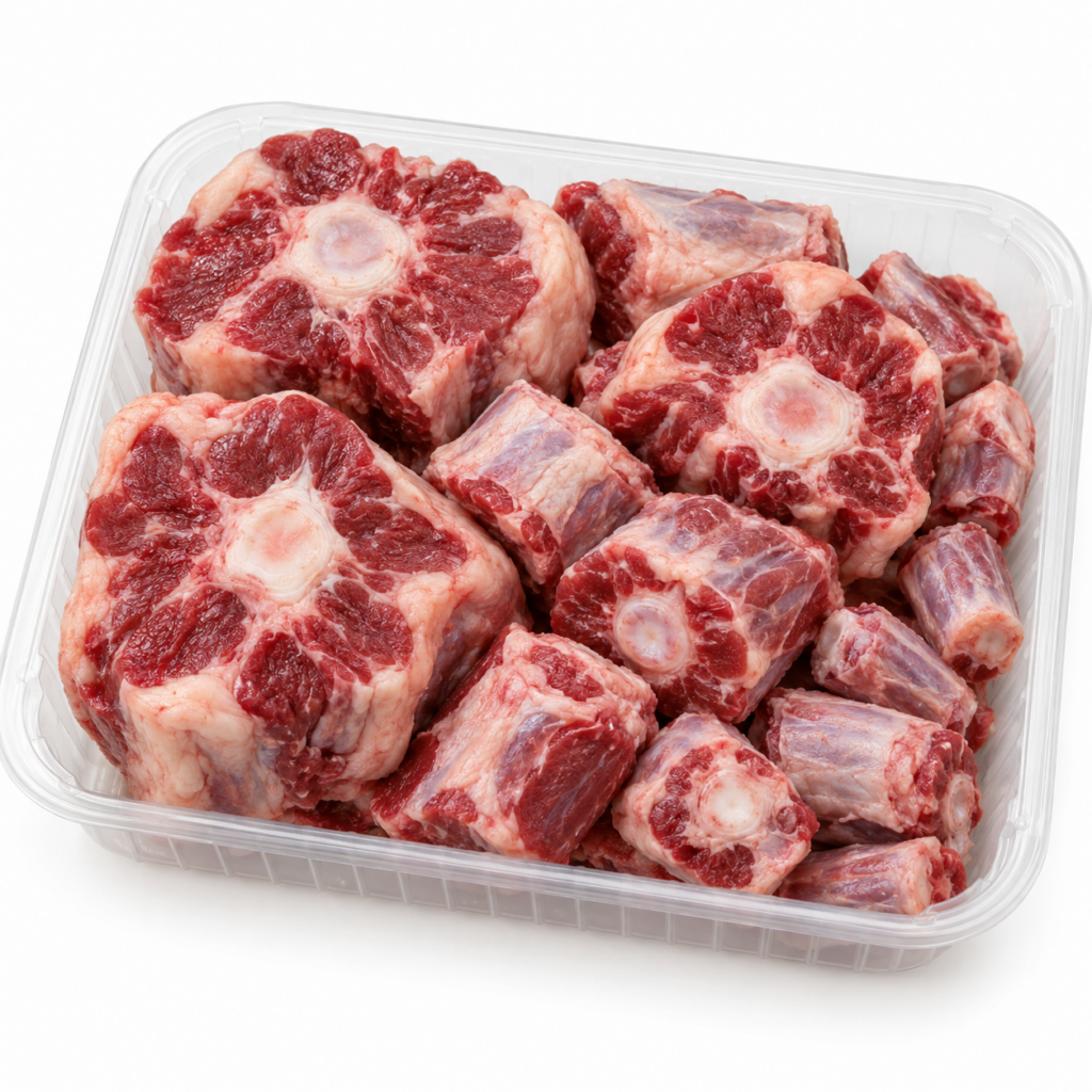 Oxtail cuts in plastic tray